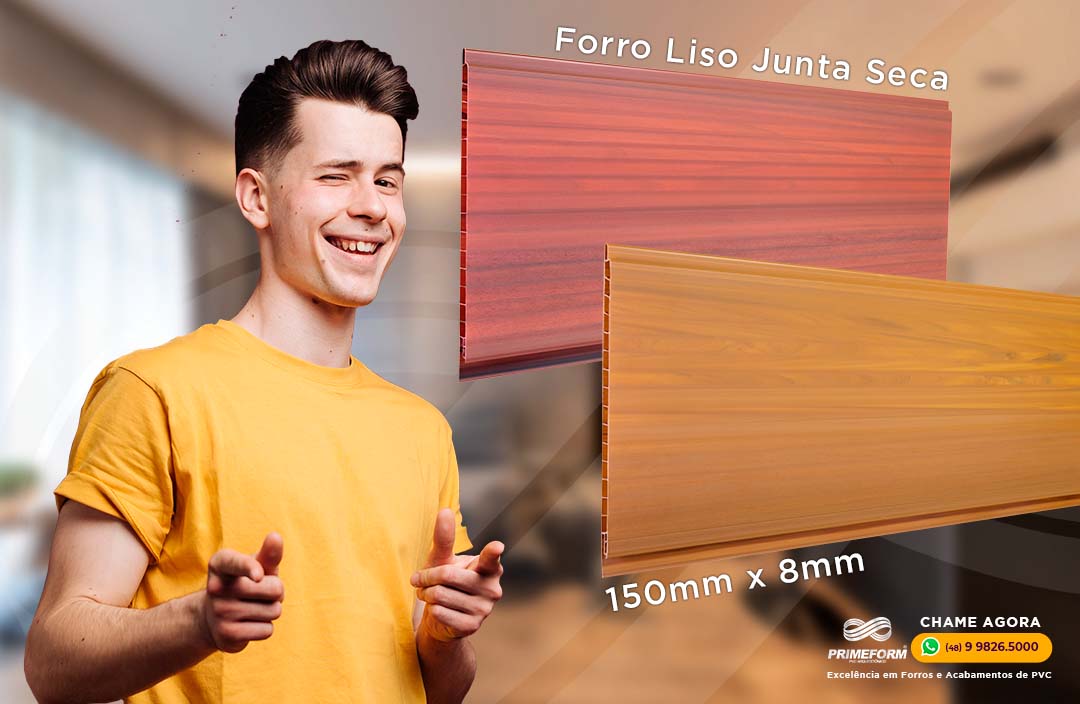 Forro Liso Junta Seca Amadeirado de 150mm X 8mm